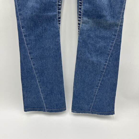 True Religion Jeans Women's 27x30 Joey Flare Leg Denim Thick Stitch Flap Pockets - Picture 6 of 15